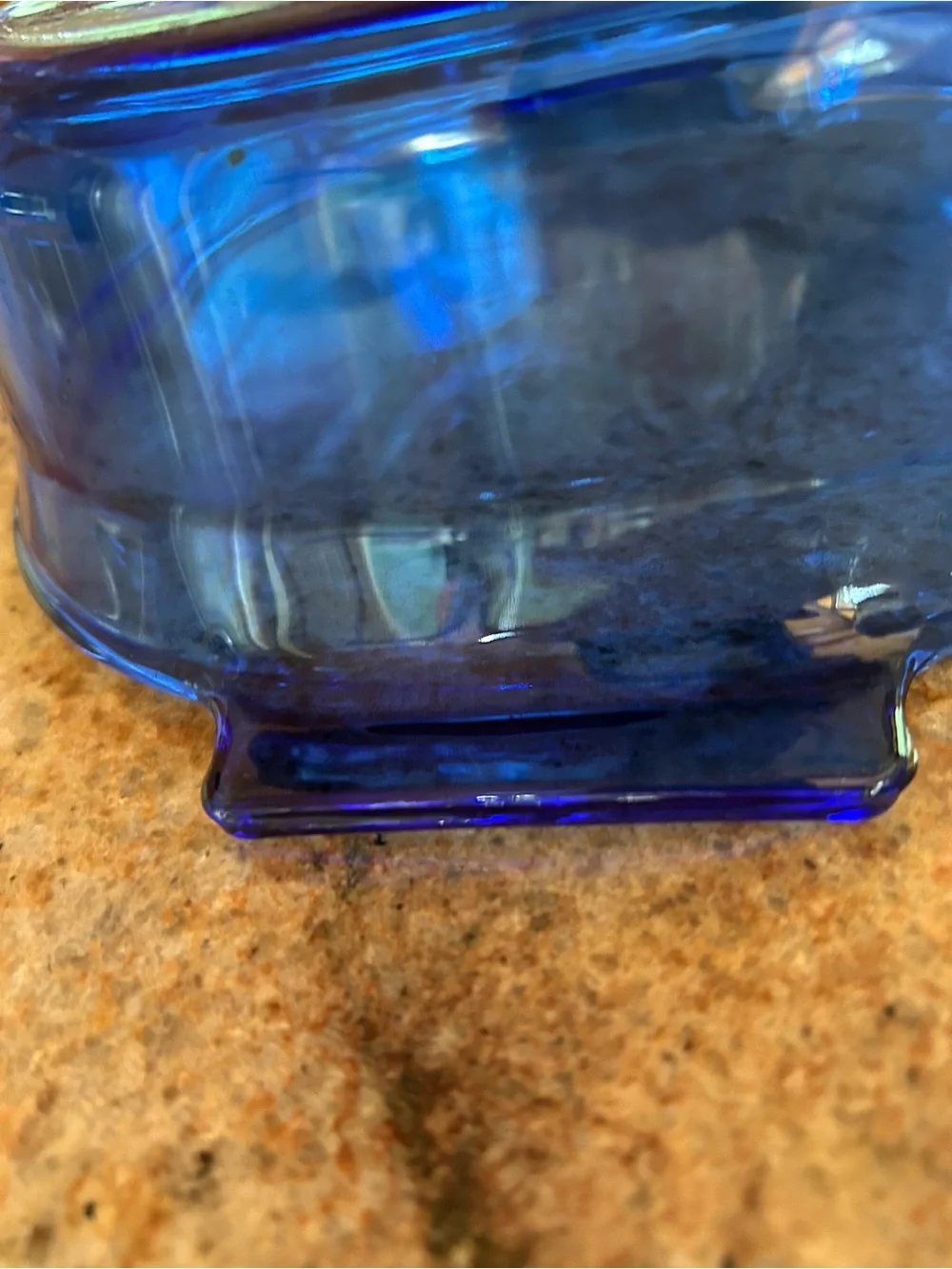 Pyrex #702 Vtg Cobalt Blue Open Roaster 2Qt 2L molded lugs 8.75”Wx12”L lug-lug.